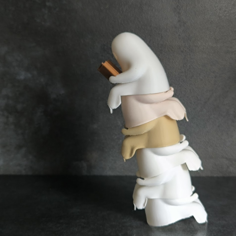 Hayalet Kitap Okuyucu 3D Baskı Dekor - Işıklı Halloween Aksesuarı