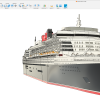 Cunard Queen Mary 2 1:500 Ölçekli Çok Renkli 3D Baskı Gemi Modeli