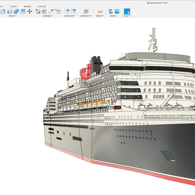Cunard Queen Mary 2 1:500 Ölçekli Çok Renkli 3D Baskı Gemi Modeli