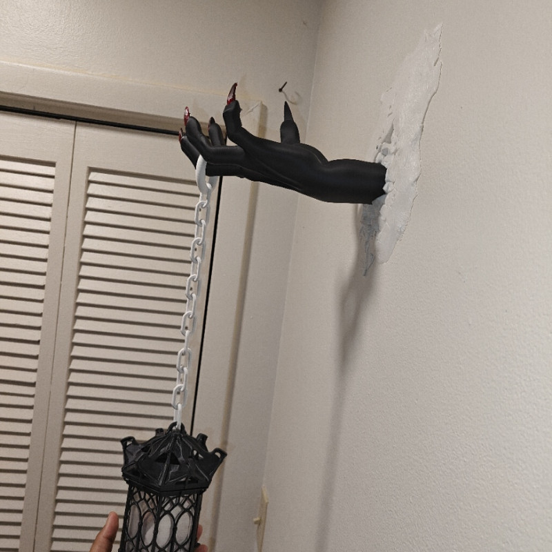 Gotik Duvar Feneri - Ürkütücü El Tasarımı 3D Baskı Dekor