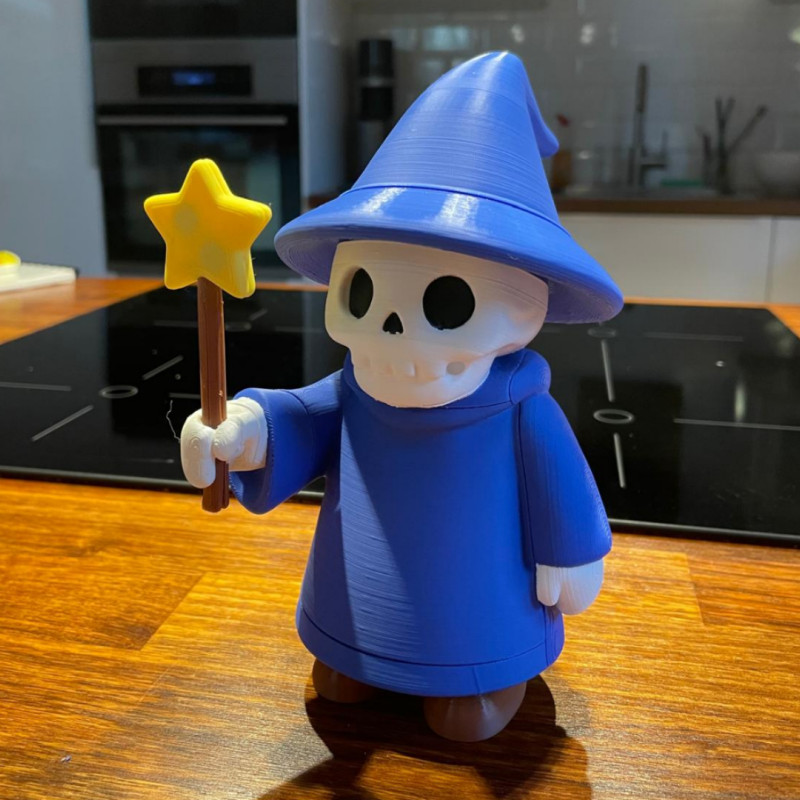 Monte Edilebilir İskelet Büyücü 3D Baskı Modeli - Renkli Mini Figür