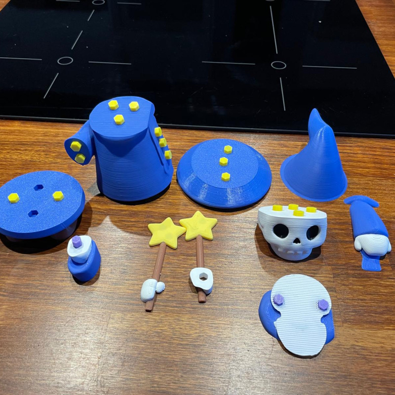 Monte Edilebilir İskelet Büyücü 3D Baskı Modeli - Renkli Mini Figür