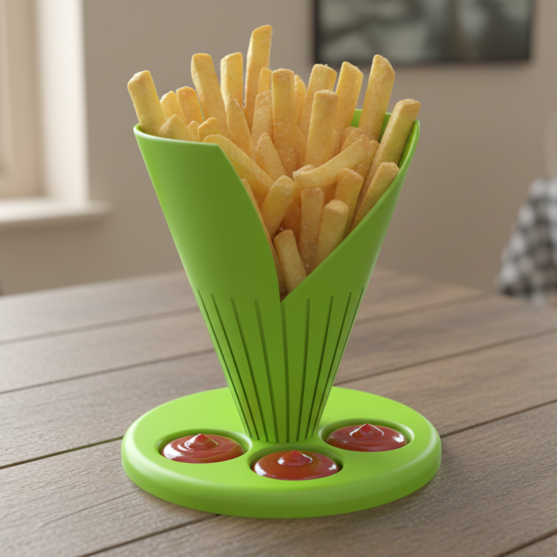 3D Baskı Patates Kızartması ve Ketçap Uzay Tasarımı Bardak