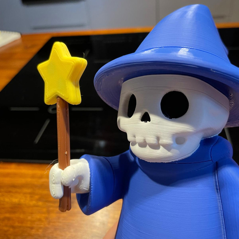 Monte Edilebilir İskelet Büyücü 3D Baskı Modeli - Renkli Mini Figür