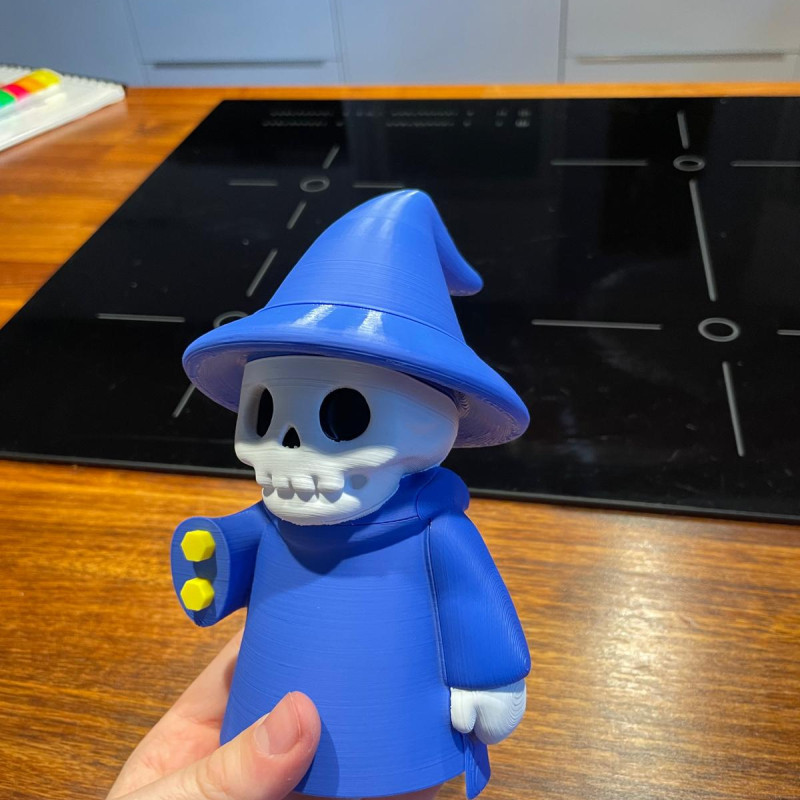 Monte Edilebilir İskelet Büyücü 3D Baskı Modeli - Renkli Mini Figür