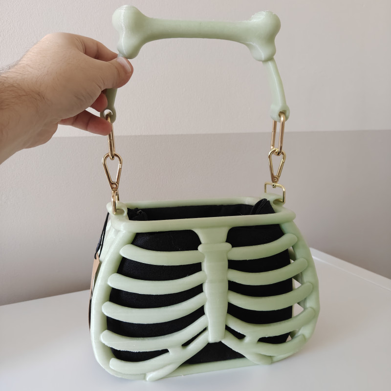 Karanlıkta Parlayan Anatomik Kaburga Çantası - 3D Baskı El Çantası