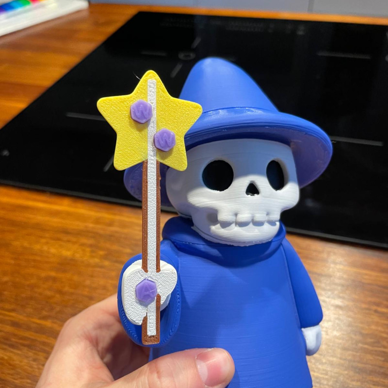 Monte Edilebilir İskelet Büyücü 3D Baskı Modeli - Renkli Mini Figür