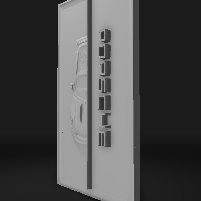 Porsche 911 Rölyef Duvar Dekoru - 3D Baskılı Otomobil Sanatı