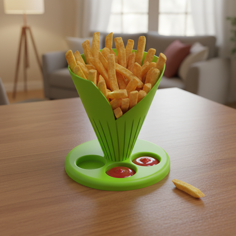 3D Baskı Patates Kızartması ve Ketçap Uzay Tasarımı Bardak