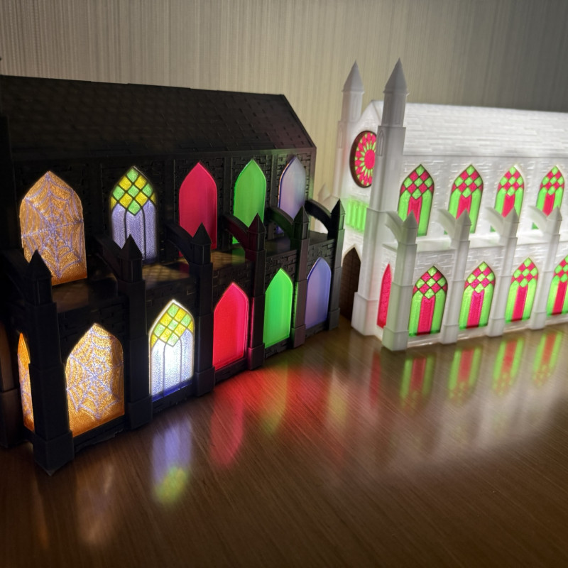 Değiştirilebilir Pencereli Katedral 3D Baskı Dekor - Tatil Temalı