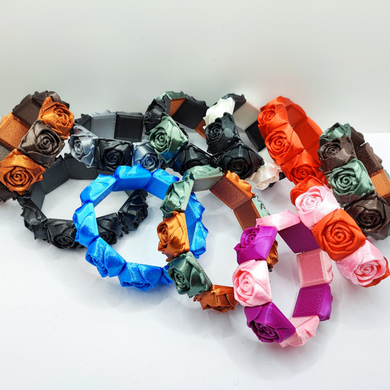 3D Baskı Gül Kare Bileklik - Kadın ve Genç Kız için Şık Aksesuar