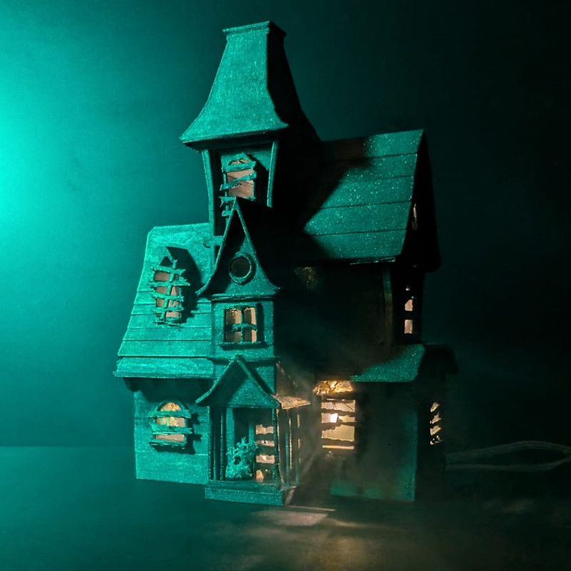 Işıklı Cadılar Bayramı Hayalet Evi - 3D Baskı Dekorasyon