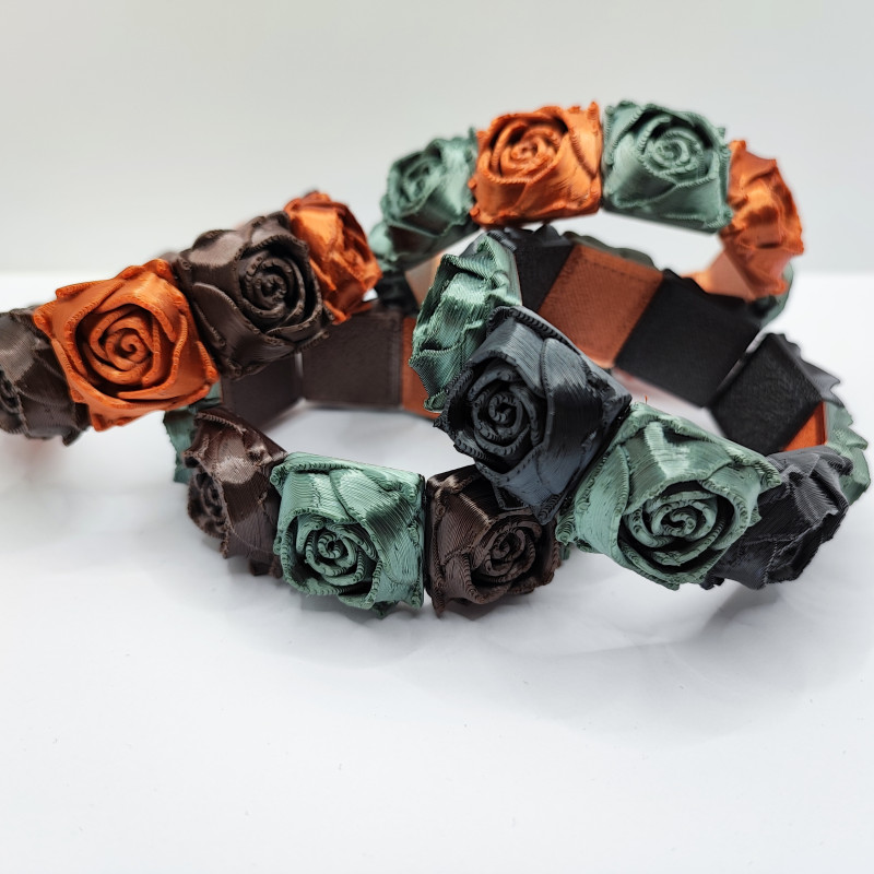 3D Baskı Gül Kare Bileklik - Kadın ve Genç Kız için Şık Aksesuar