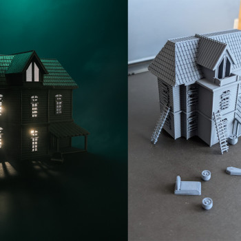 Işıklı Cadılar Bayramı Hayalet Evi - 3D Baskı Dekorasyon