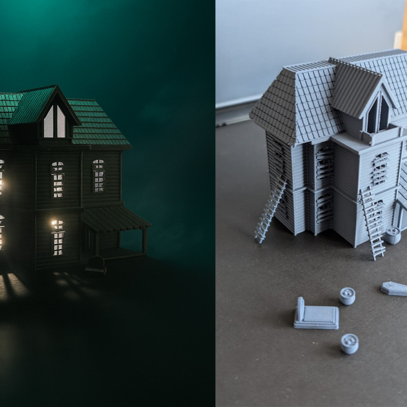 Işıklı Cadılar Bayramı Hayalet Evi - 3D Baskı Dekorasyon