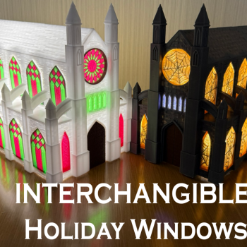 Değiştirilebilir Pencereli Katedral 3D Baskı Dekor - Tatil Temalı