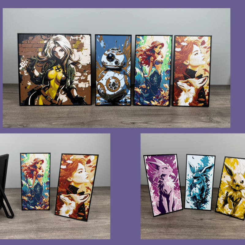 KPop Demon Hunters Chibi 3D Baskı Sanat Eseri - Renkli PLA Model