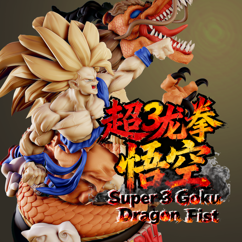 Dragon Ball Super 3 Dragon Fist Goku 3D Baskı Heykel - Anime Koleksiyon