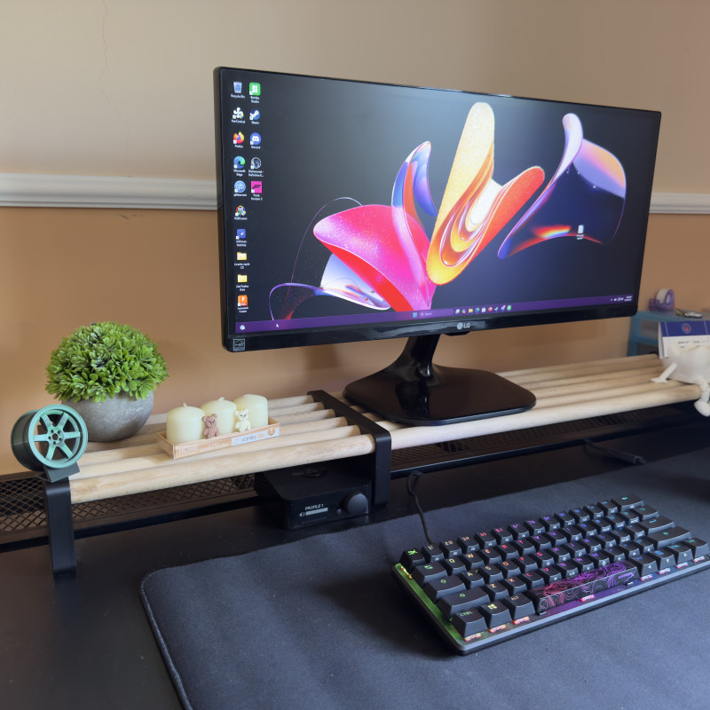 Modüler Ahşap Çubuklu Masa Rafı - 3D Baskı Ofis Organizasyon Modüler Ahşap Çubuklu Masa Rafı - 3D Baskı Ofis Organizasyon