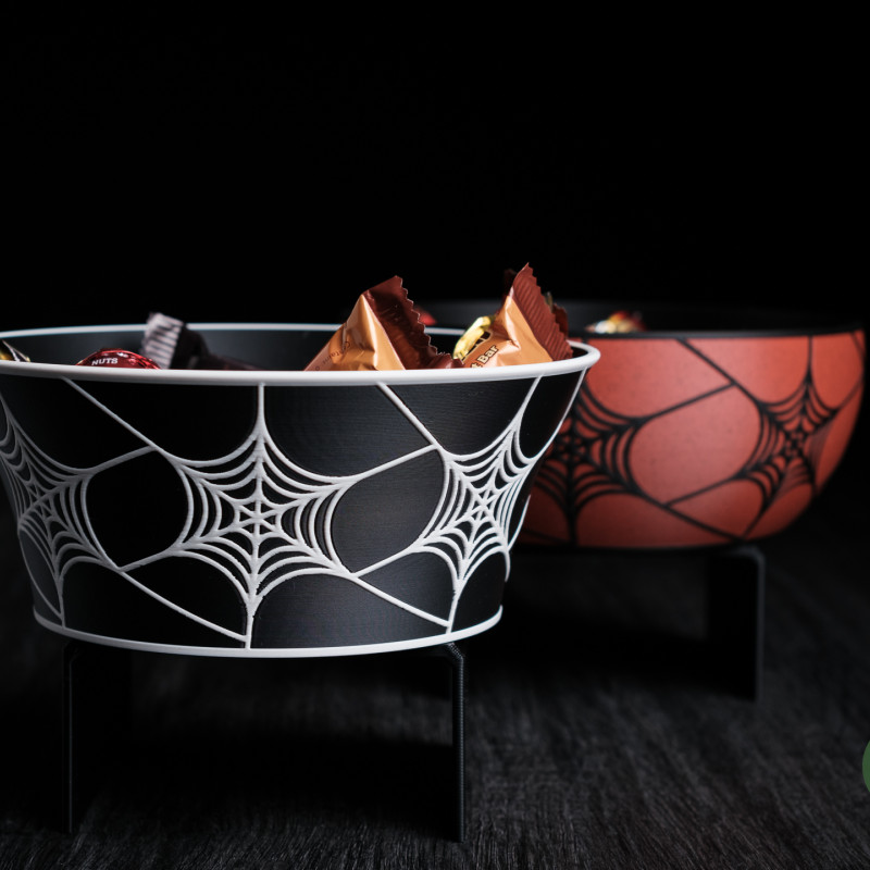 Minimalist Örümcek Ağı Desenli Cadılar Bayramı Şeker Kasesi - 3D Baskı