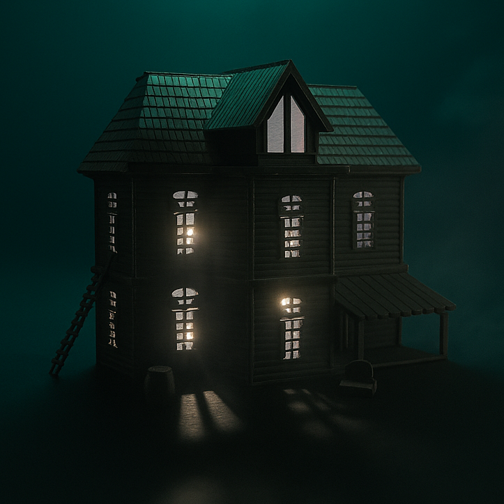 Işıklı Cadılar Bayramı Hayalet Evi - 3D Baskı Dekorasyon