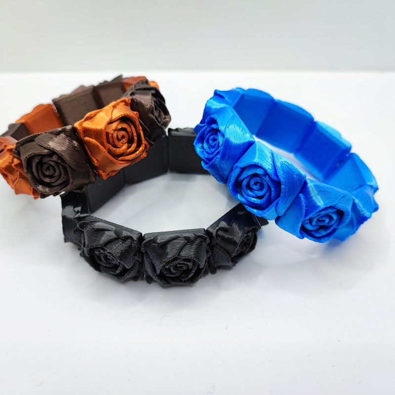 3D Baskı Gül Kare Bileklik - Kadın ve Genç Kız için Şık Aksesuar