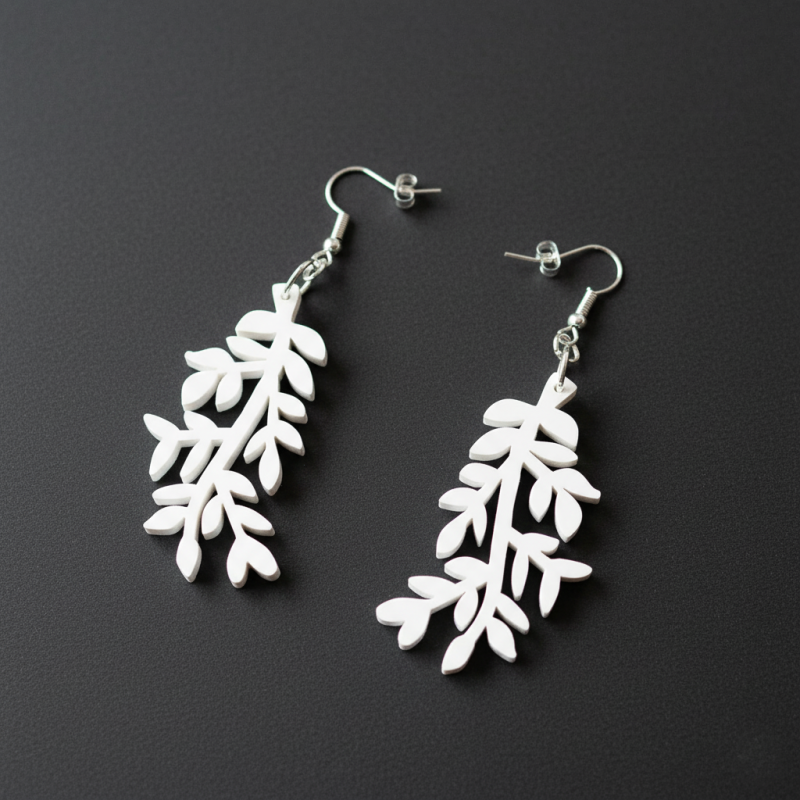 Doğal Yaprak Dal Küpe - 3D Baskı Moda Aksesuarı