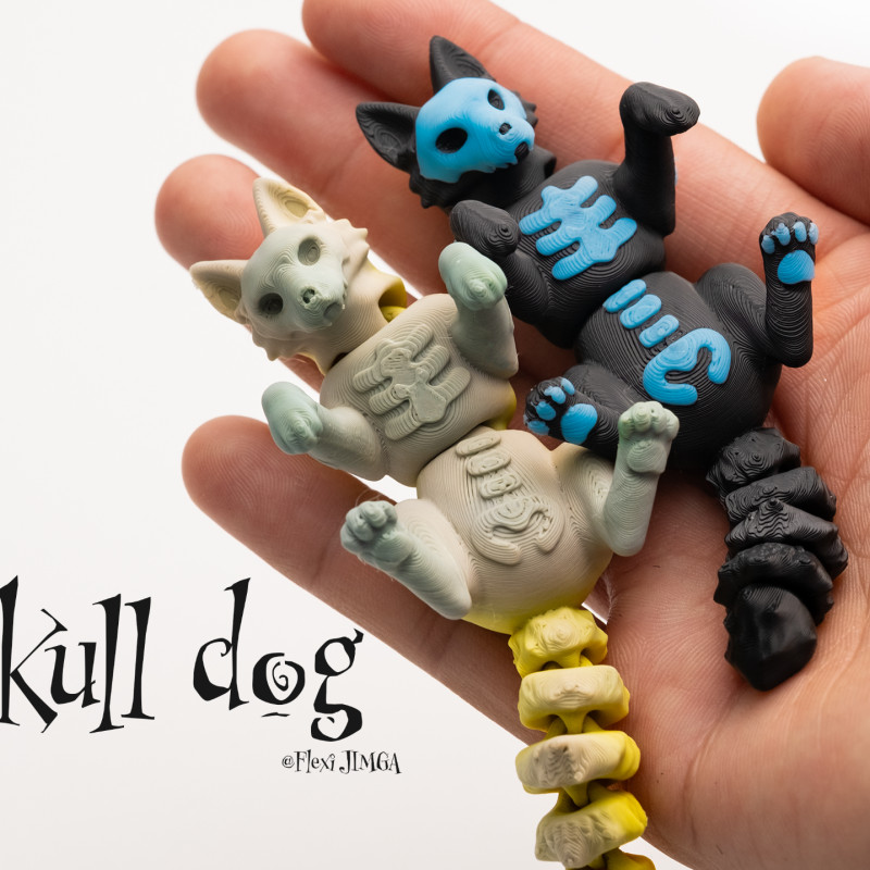 Hareketli Kafatası Anahtarlık - 3D Baskı Halloween Aksesuarı