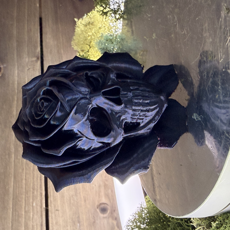 Gotik Kafatası Gül Dekoru - 3D Baskılı Skullwood Orman Gülü