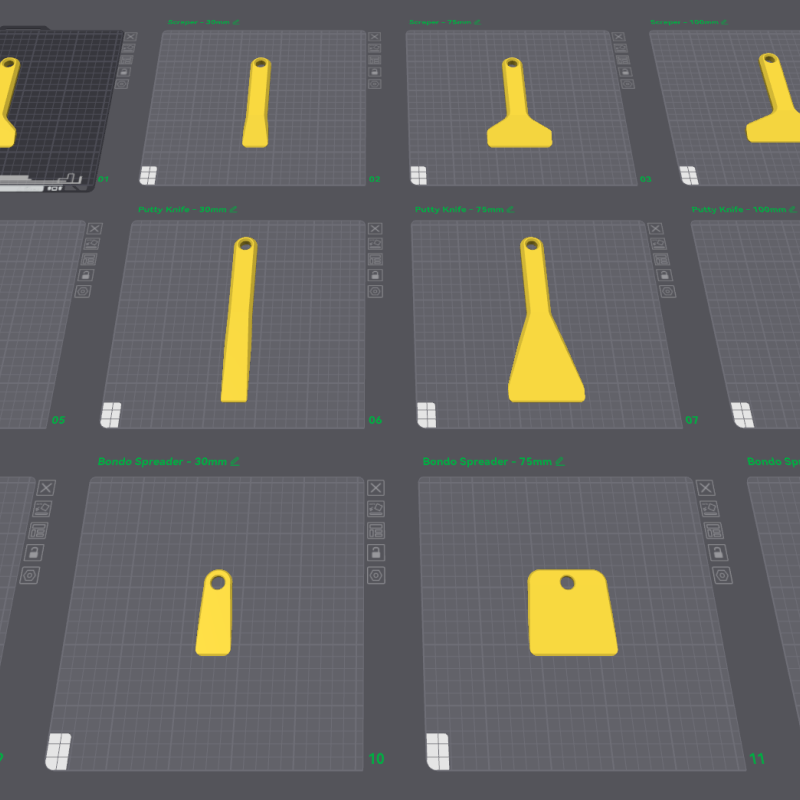 Özelleştirilebilir 3D Baskı Kazıyıcı ve Macun Spatulası Seti