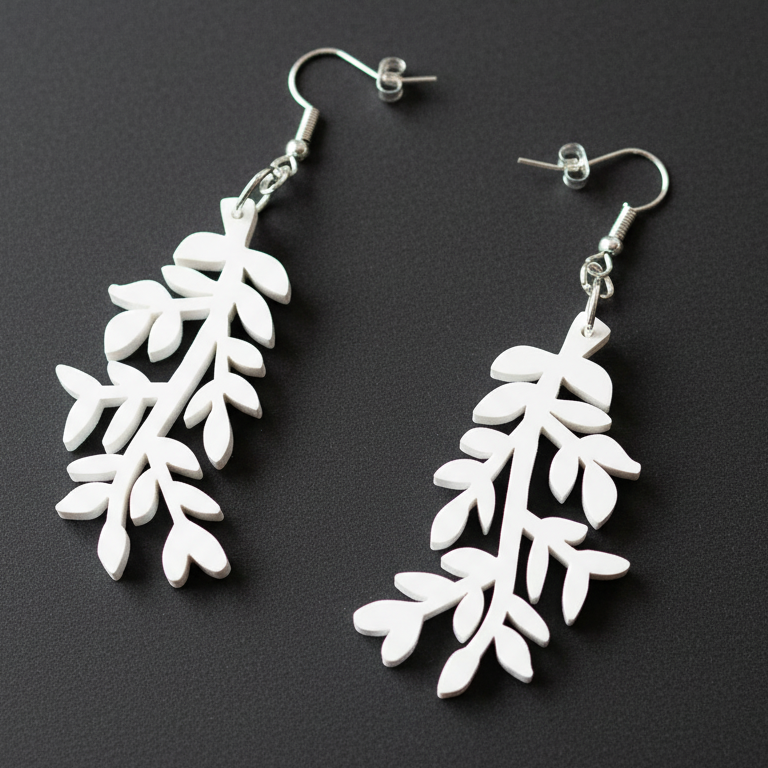 Doğal Yaprak Dal Küpe - 3D Baskı Moda Aksesuarı