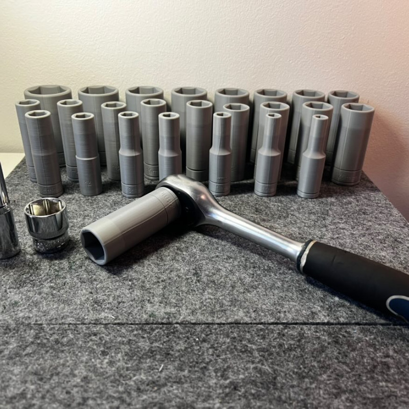 3D Baskılı Soket Takımı - 1/2 Sürücü (9-36 mm) - Dayanıklı El Aleti 3D Baskılı Soket Takımı - 1/2 Sürücü (9-36 mm) - Dayanıklı El Aleti