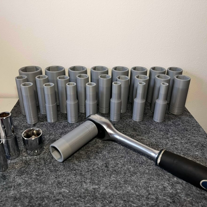 3D Baskılı Soket Takımı - 1/2 Sürücü (9-36 mm) - Dayanıklı El Aleti 3D Baskılı Soket Takımı - 1/2 Sürücü (9-36 mm) - Dayanıklı El Aleti