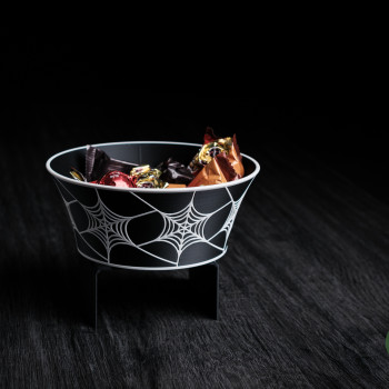 Minimalist Örümcek Ağı Desenli Cadılar Bayramı Şeker Kasesi - 3D Baskı