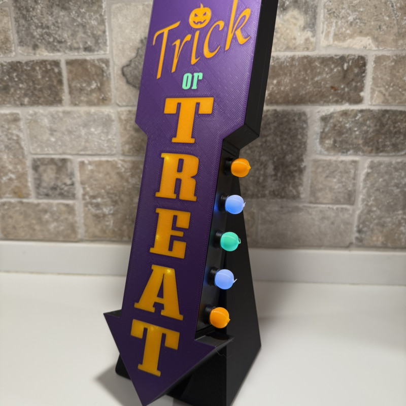 Vintage Cadılar Bayramı Şeker Kasesi Işıklı Ok Tabela - 3D Baskı Dekor