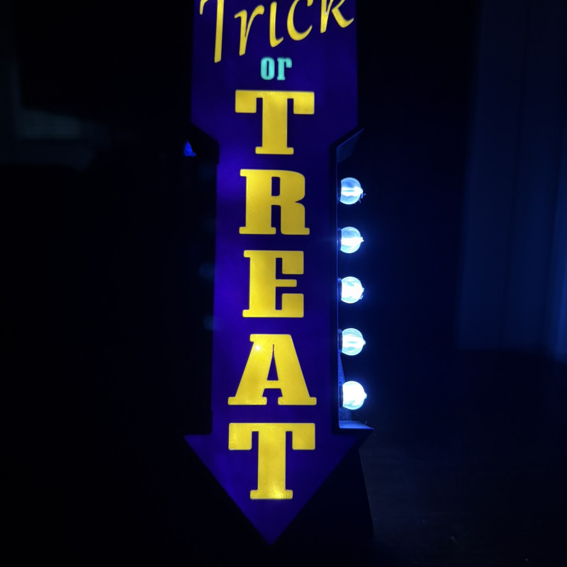 Vintage Cadılar Bayramı Şeker Kasesi Işıklı Ok Tabela - 3D Baskı Dekor