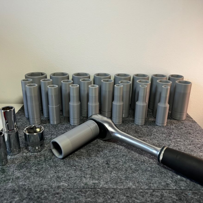 3D Baskılı Soket Takımı - 1/2 Sürücü (9-36 mm) - Dayanıklı El Aleti 3D Baskılı Soket Takımı - 1/2 Sürücü (9-36 mm) - Dayanıklı El Aleti