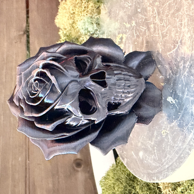 Gotik Kafatası Gül Dekoru - 3D Baskılı Skullwood Orman Gülü