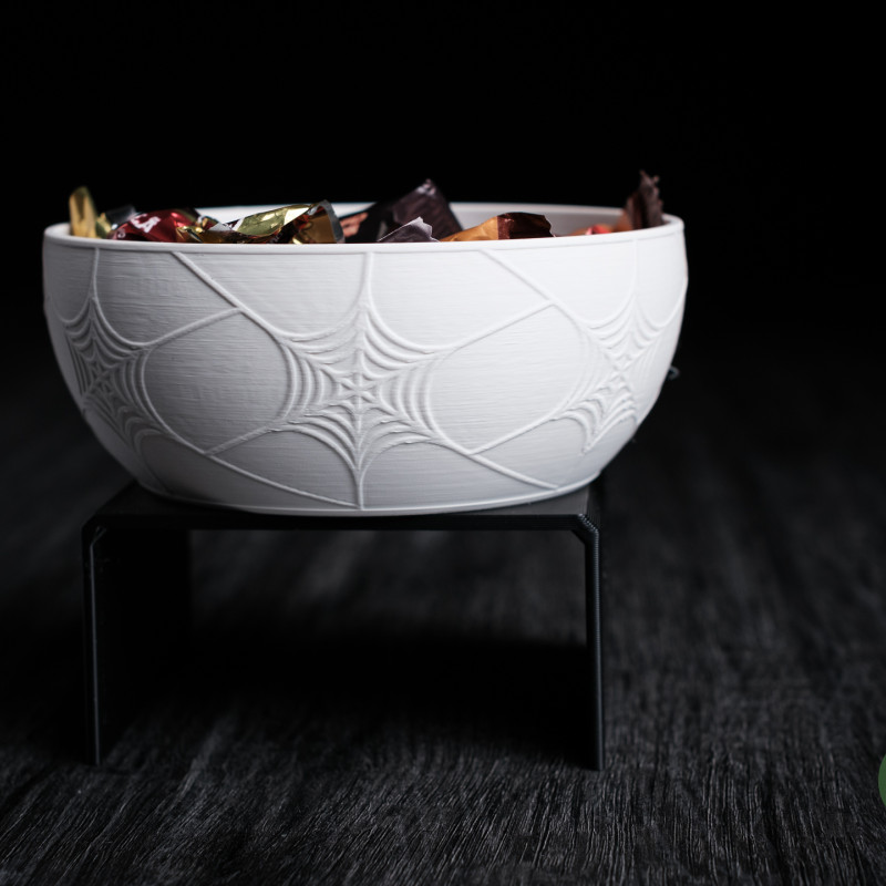 Minimalist Örümcek Ağı Desenli Cadılar Bayramı Şeker Kasesi - 3D Baskı