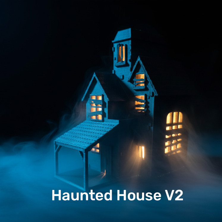 Işıklı Cadılar Bayramı Hayalet Evi - 3D Baskı Dekorasyon