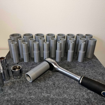 3D Baskılı Soket Takımı - 1/2" Sürücü (9-36 mm) - Dayanıklı El Aleti