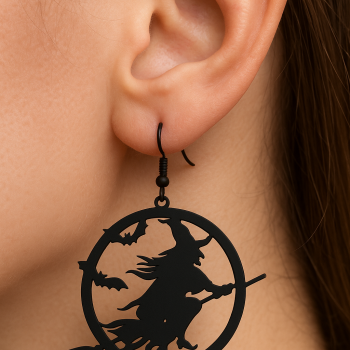 Cadı Temalı 3D Baskı Halloween Küpe - Hexe Modeli