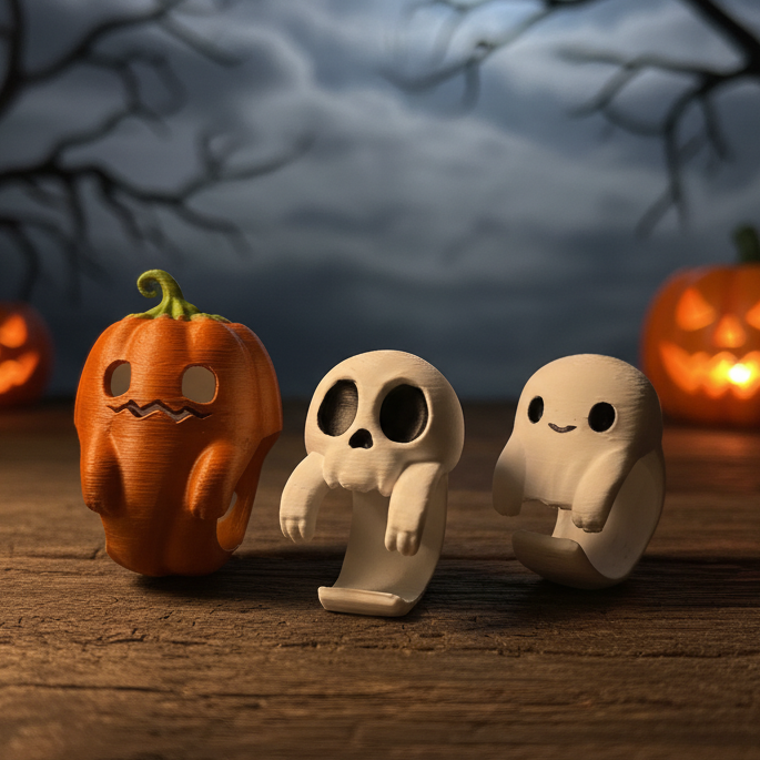 Cadılar Bayramı Sarılma Yüzükleri - Hayalet, Kafatası, Balkabağı Tasarım