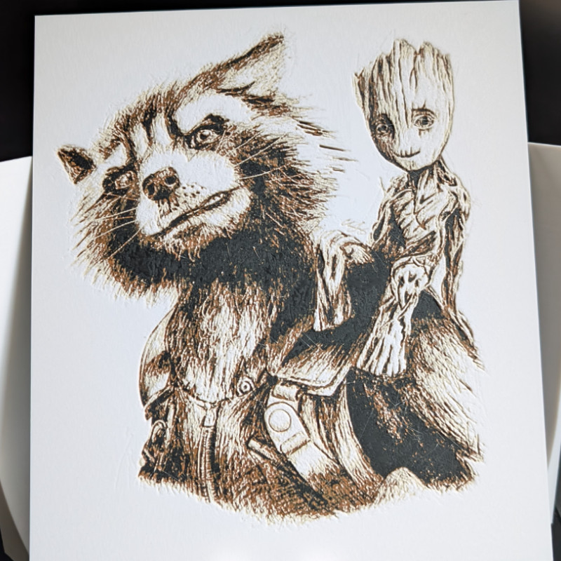 Hueforge Groot ve Rocket 3D Baskı Duvar Dekoru - Özel Tasarım