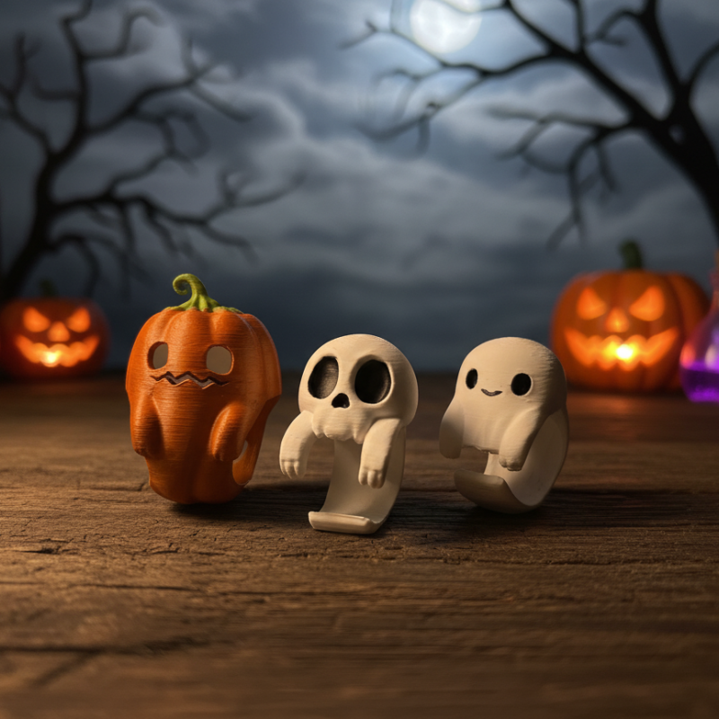 Cadılar Bayramı Sarılma Yüzükleri - Hayalet, Kafatası, Balkabağı Tasarım