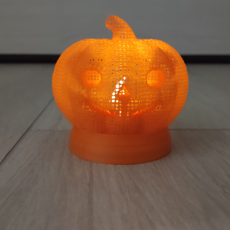 Sevimli Gülümseyen Balkabağı Fener - 3D Baskı LED Dekor