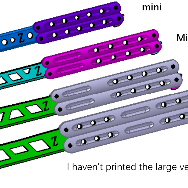 3D Baskı Kelebek Bıçak - Balisong Mini, Mini+ ve Medium Modeller