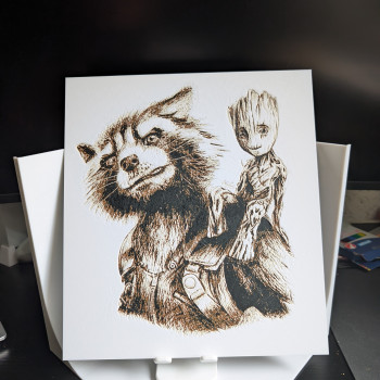 Hueforge Groot ve Rocket 3D Baskı Duvar Dekoru - Özel Tasarım