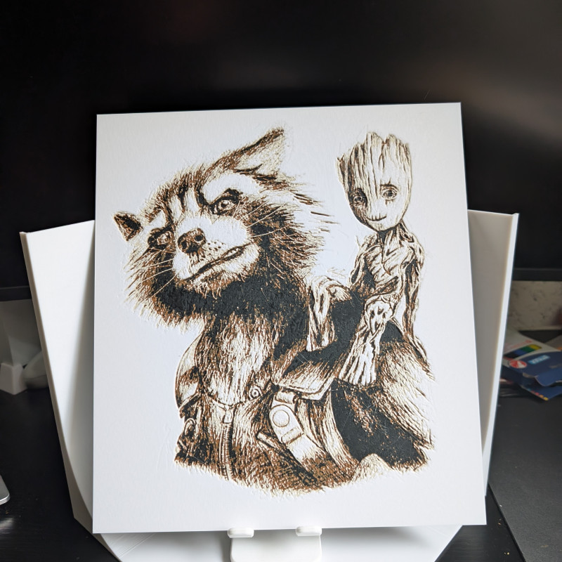 Hueforge Groot ve Rocket 3D Baskı Duvar Dekoru - Özel Tasarım