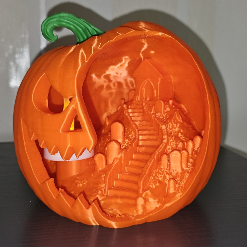 Balkabağı Mezarlık Sahnesi 3D Baskı Dekor - Cadılar Bayramı Balkabağı Mezarlık Sahnesi 3D Baskı Dekor - Cadılar Bayramı